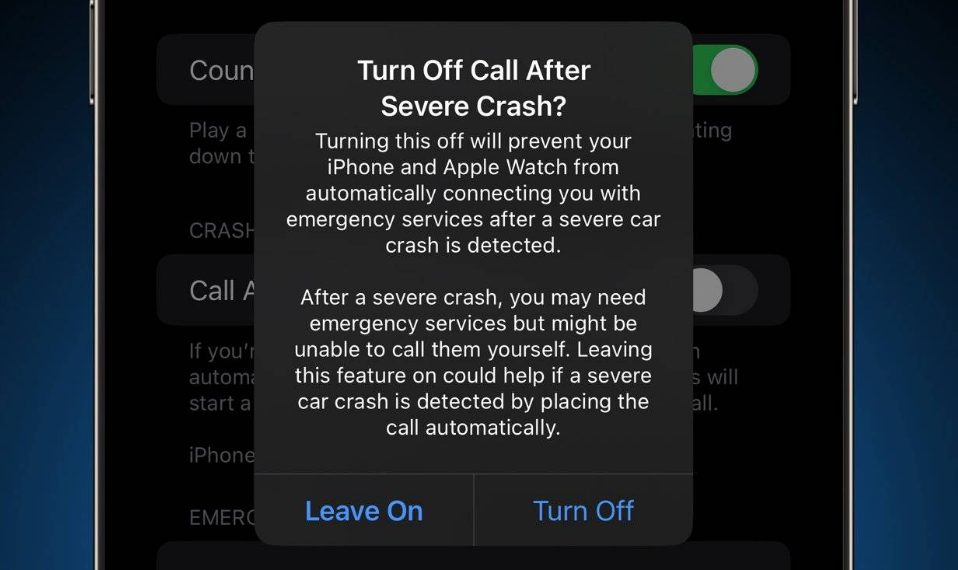 阳江苹果14维修分享 iPhone 14 和 Apple Watch 上关闭崩溃检测 