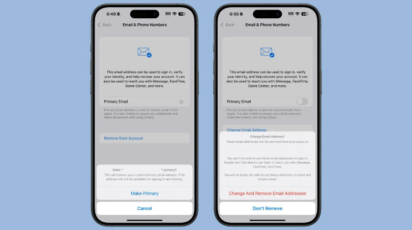 阳江苹果手机维修分享苹果 iOS 18.1 支持设置“主要”邮箱地址并更改 iCloud 邮箱 
