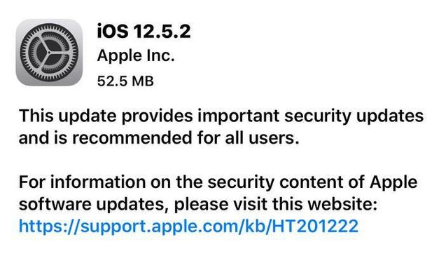 阳江苹果手机维修分享iOS12.5.2发布，建议所有老苹果用户安装 